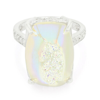 Bague en argent et Quartz étincelant perlé