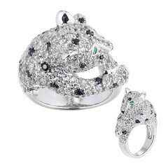 Bague en argent et Saphir noir(Adela Silber)