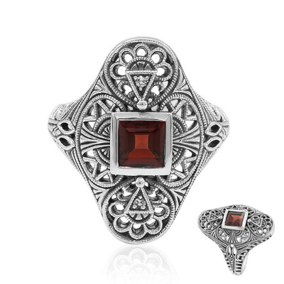 Bague en argent et Grenat du Mozambique
