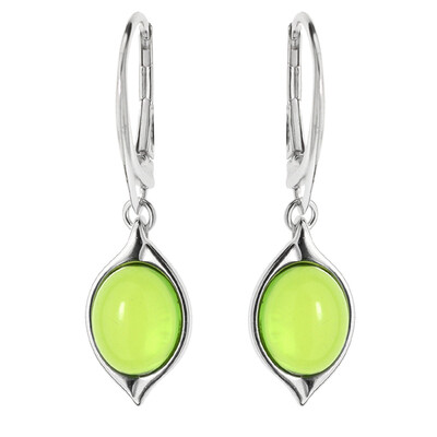Boucles d'oreilles en argent et Ambre verte de Colombie (dagen)