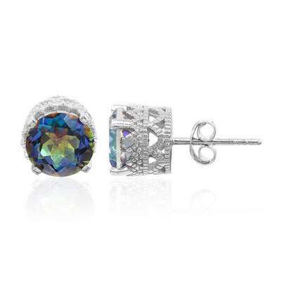 Boucles d'oreilles en argent et Quartz mystique bleu
