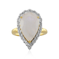 Bague en argent et Pierre de Lune arc-en-ciel