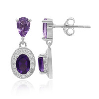 Boucles d'oreilles en argent et Améthyste de Zambie