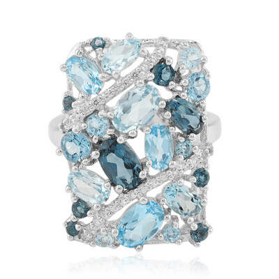 Bague en argent et Topaze bleu Suisse