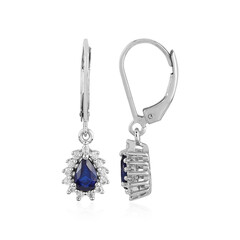 Boucles d'oreilles en argent et Spinelle bleu roi
