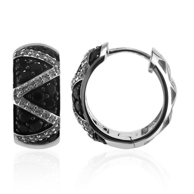 Boucles d'oreilles en argent et Spinelle noir