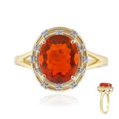 Bague en or et Opale de feu mexicaine AAA