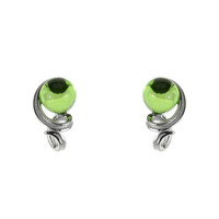 Boucles d'oreilles en argent et Ambre verte de Colombie