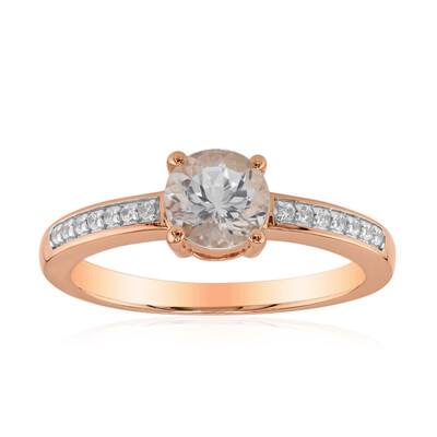 Bague en or et Danburite rose du Mexique