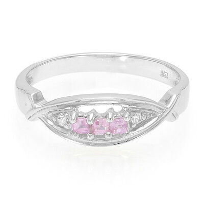 Bague en argent et Saphir rose de Ceylan
