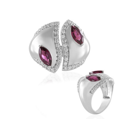 Bague en argent et Grenat Rhodolite framboise (de Melo)