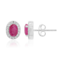 Boucles d'oreilles en argent et Rubis du Mozambique