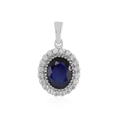 Pendentif en argent et Saphir bleu de Madagascar