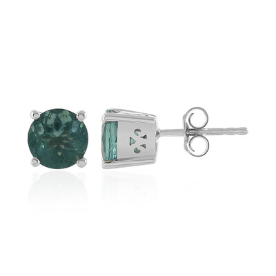 Boucles d'oreilles en argent et Fluorite bleu pétrole de Belgique