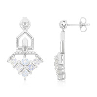 Boucles d'oreilles en argent et Pierre de Lune arc-en-ciel