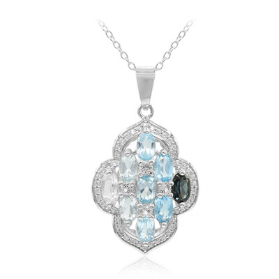 Collier en argent et Topaze bleu de Londres