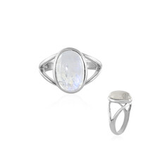 Bague en argent et Pierre de Lune arc-en-ciel