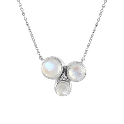 Collier en argent et Pierre de Lune arc-en-ciel (KM by Juwelo)