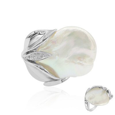 Bague en argent et Perle de culture d'eau douce (TPC)