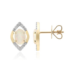 Boucles d'oreilles en or et Opale blanche du Brésil