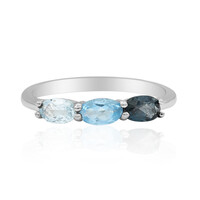 Bague en argent et Topaze bleu de Londres
