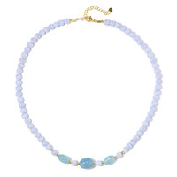 Collier en argent et Agate zonée bleue (Riya)