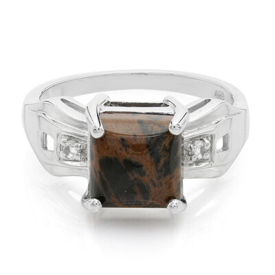 Bague en argent et Obsidienne acajou
