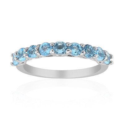 Bague en argent et Topaze bleu Suisse