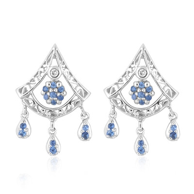 Boucles d'oreilles en or et Saphir bleu