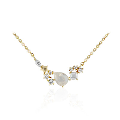Collier en argent et Pierre de Lune arc-en-ciel