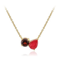 Collier en argent et Quartz rouge pastel