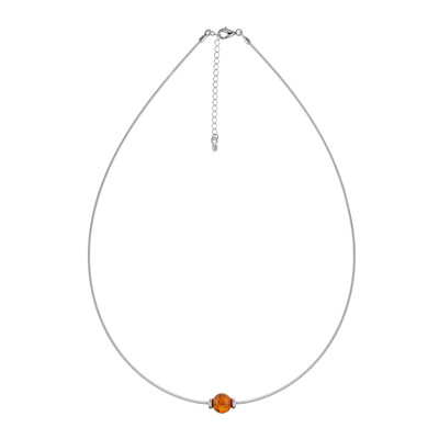 Collier en argent et Ambre baltique couleur cognac (MONOSONO COLLECTION)