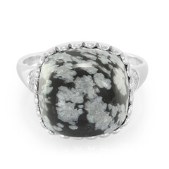 Bague en argent et Obsidienne Flocon-de-Neige