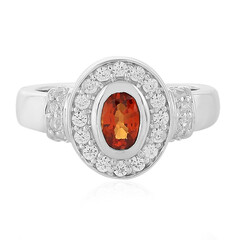 Bague en argent et Saphir rouge du soir