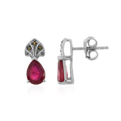 Boucles d'oreilles en argent et Rubis de Madagascar