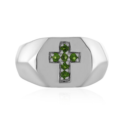Bague en argent et Diopside de Russie