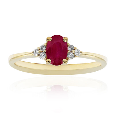 Bague en or et Rubis AAA du Mozambique