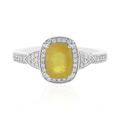 Bague en argent et Saphir jaune de Madagascar