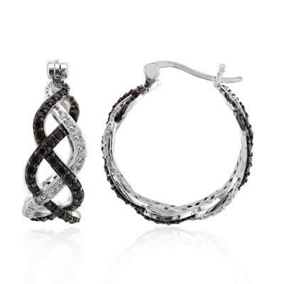 Boucles d'oreilles en argent et Spinelle noir
