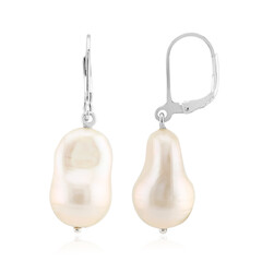 Boucles d'oreilles en argent et Perle blanche de culture d'eau douce (TPC)