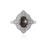 Bague en argent et Saphir étoilé noir