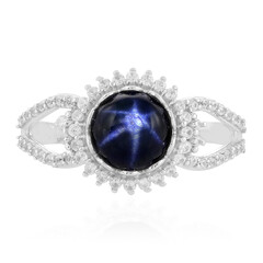 Bague en or et Saphir étoilé bleu