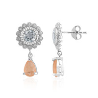 Boucles d'oreilles en argent et Quartz pêche pastel