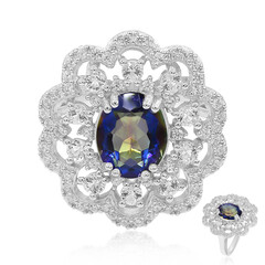 Bague en argent et Quartz mystique bleu