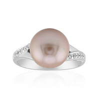 Bague en argent et Perle Ming de couleur pourpre (TPC)