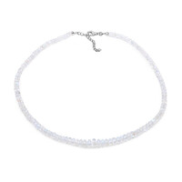 Collier en argent et Pierre de Lune arc-en-ciel