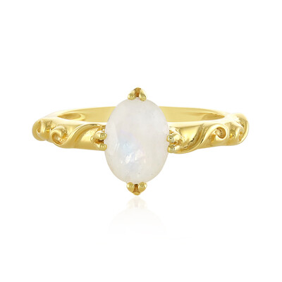 Bague en argent et Pierre de Lune arc-en-ciel