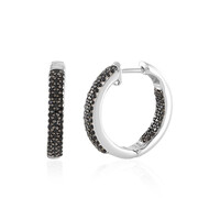 Boucles d'oreilles en argent et Spinelle noir