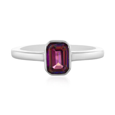 Bague en argent et Topaze mystique pourpre