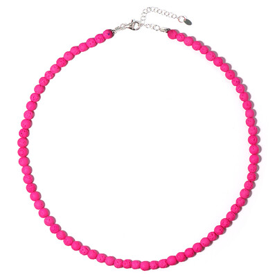 Collier en argent et Lave rose